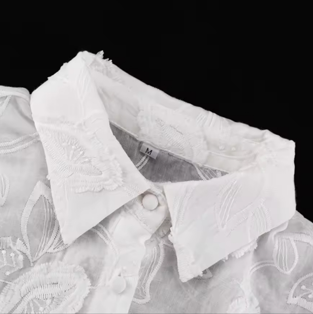 White Floral Embroidered Set - Picture 4 of 7